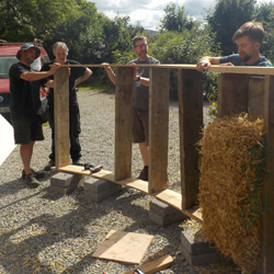 curved straw bale wall